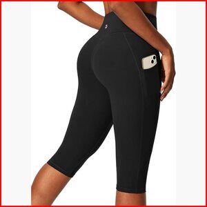 High Waisted Capri Leggings with Pockets Compression Yoga Workout Pants